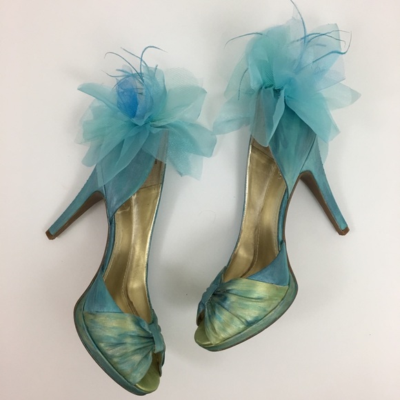 Nine West Shoes - Nine West Tie Dye Peep Toe Tulle Rhinestone Heels
